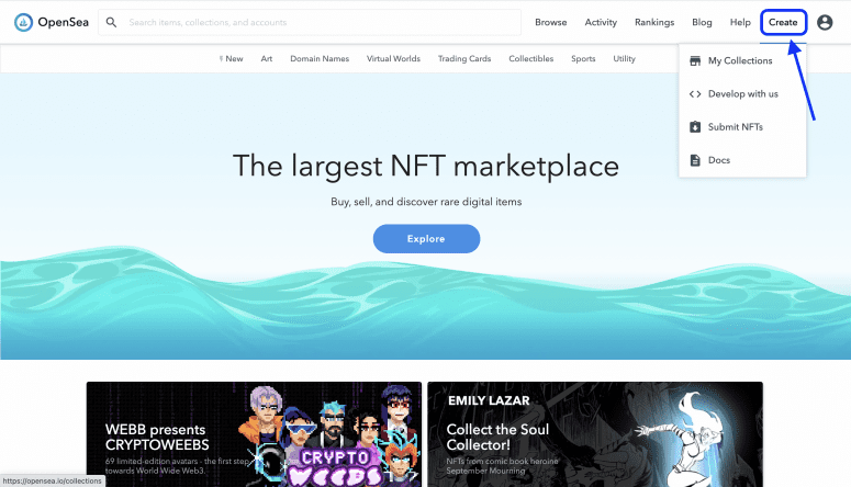 سوق OpenSea NFT المبني على Ethereum